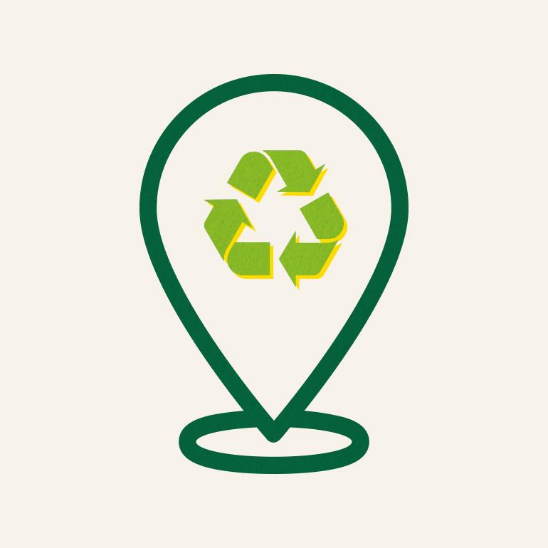 Recycle Logo inside a location marker.